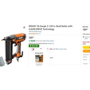 NEW - RIDGID 18-Gauge 2-1/8" Brad Nailer with CLEAN DRIVE Tech